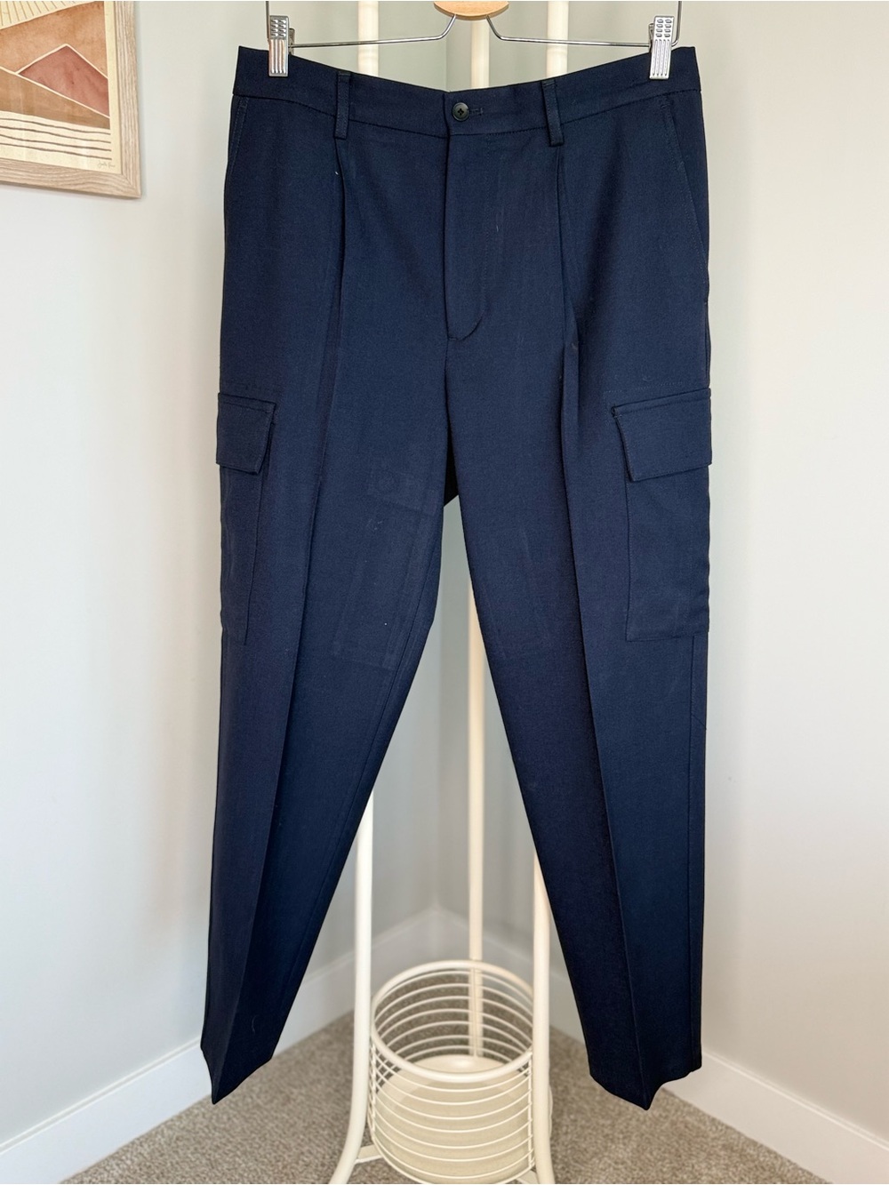 Zara Men's Dark Navy Cargo Trousers